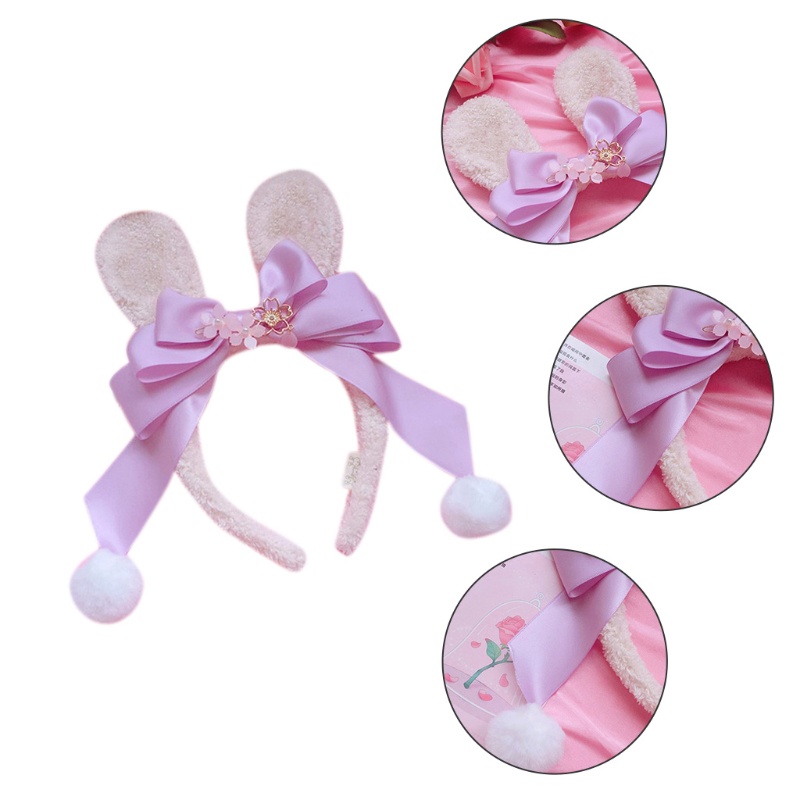 Băng Đô Tai Thỏ Bằng Lông Nhung Phong Cách Lolita Nhật Bản Dễ Thương