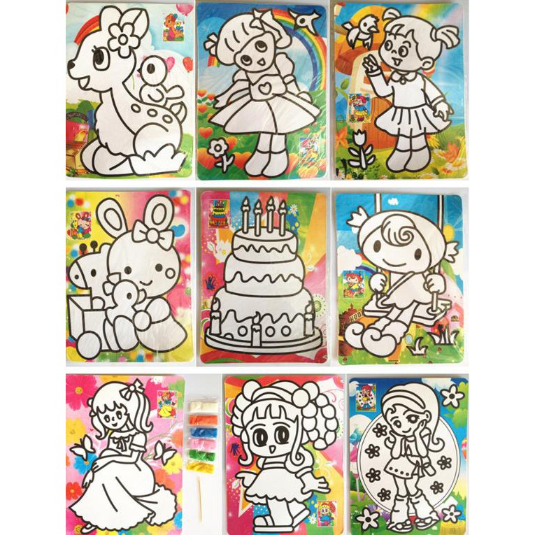 Tranh cát xinh nhiều màu sắc nhiều mẫu mã cho bé sáng tạo TO08