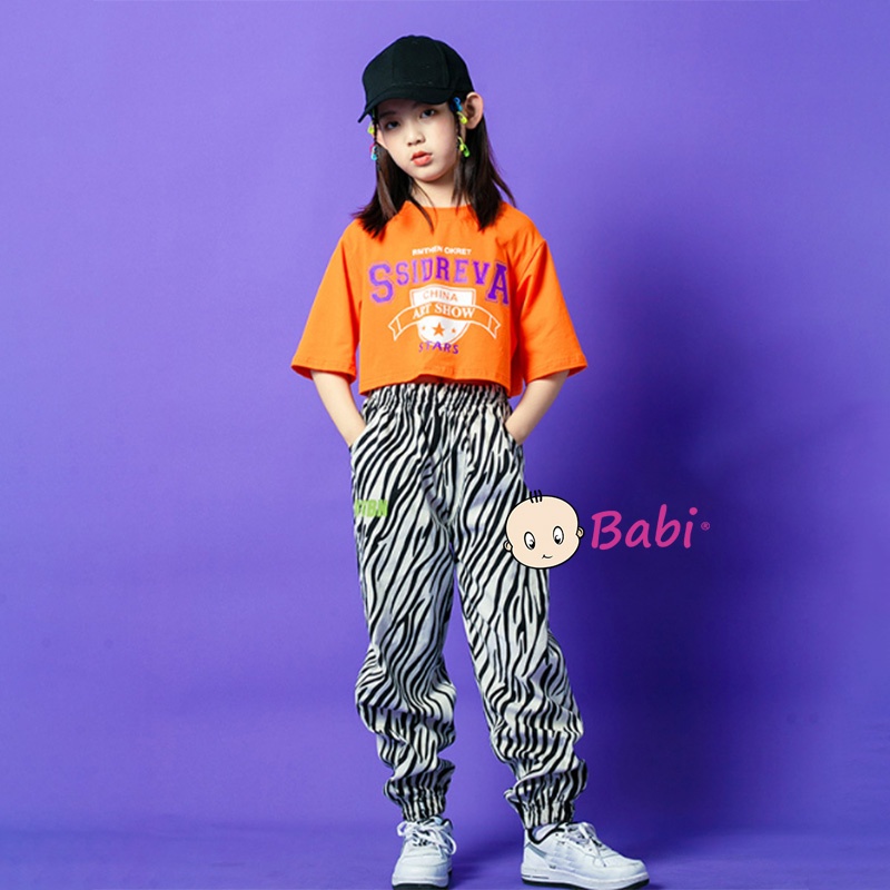 Set bộ gái áo croptop quần Jogger năng động, Bộ Babi size đại thun cotton áo croptop quần rộng sành điệu bé gái 40-57kg