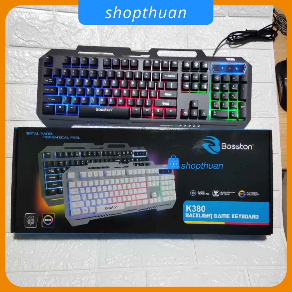 Bàn phím có dây Bosston K380 có leb nền chuyển màu giả cơ , USB có dây