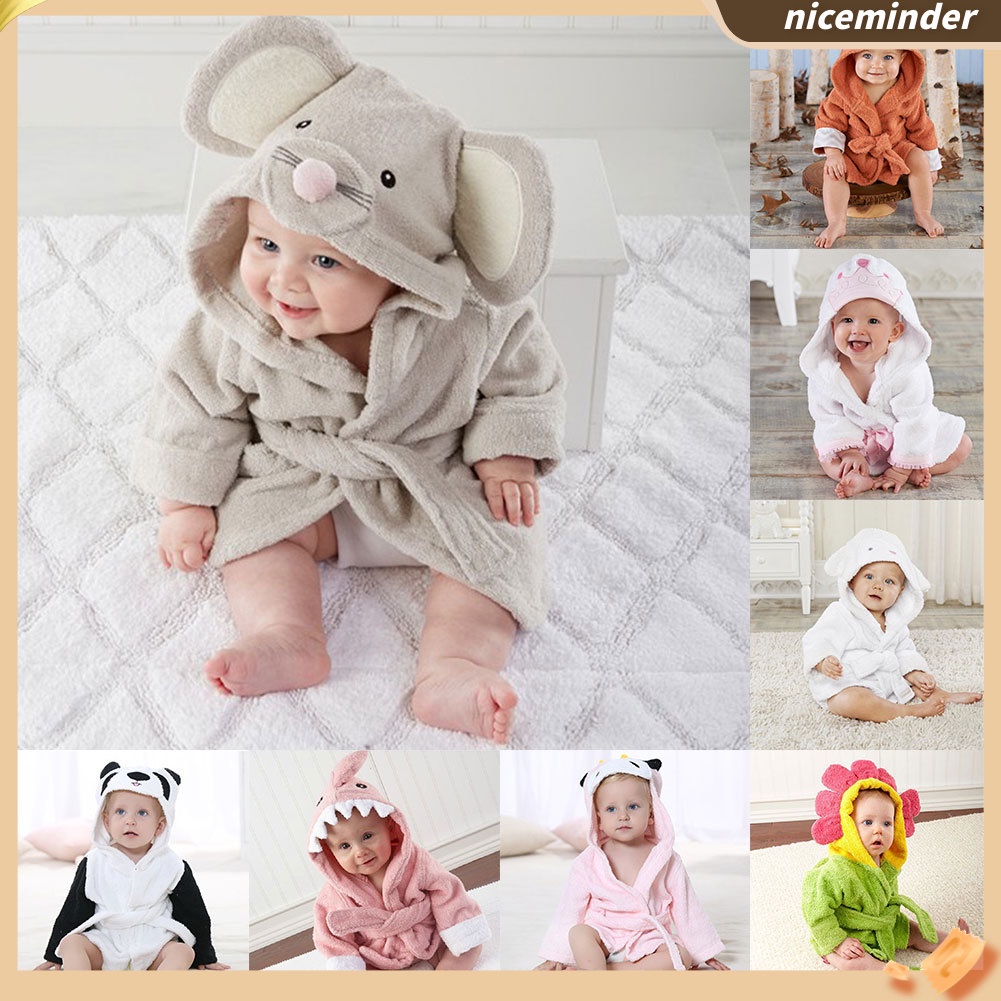 Áo Choàng Tắm Tay Dài Có Mũ Trùm In Hình Hoa Hướng Dương Hoạt Hình Dành Cho Bé Trai Gái