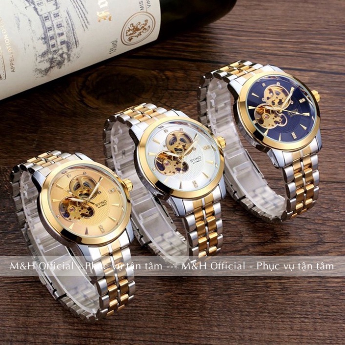 Đồng hồ cơ automatic nam Byino 8082 dây thép không gỉ, mặt vân, cơ lộ máy chính hãng sang trọng lịch lãm [Tặng tháo dây] | BigBuy360 - bigbuy360.vn