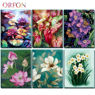 Tranh vải Canvas vẽ hình hoa sen trang trí nhà cửa