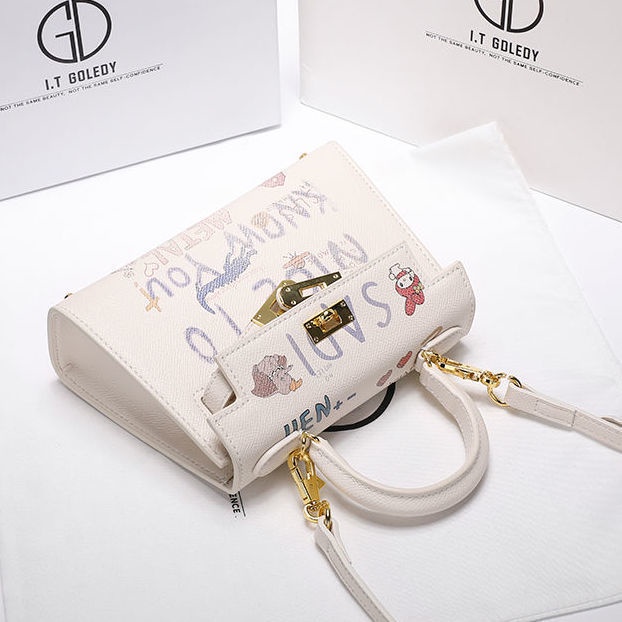 Túi Đeo Chéo Da Thật Mini In Họa Tiết Graffiti Thời Trang 2022 Cho Nữ