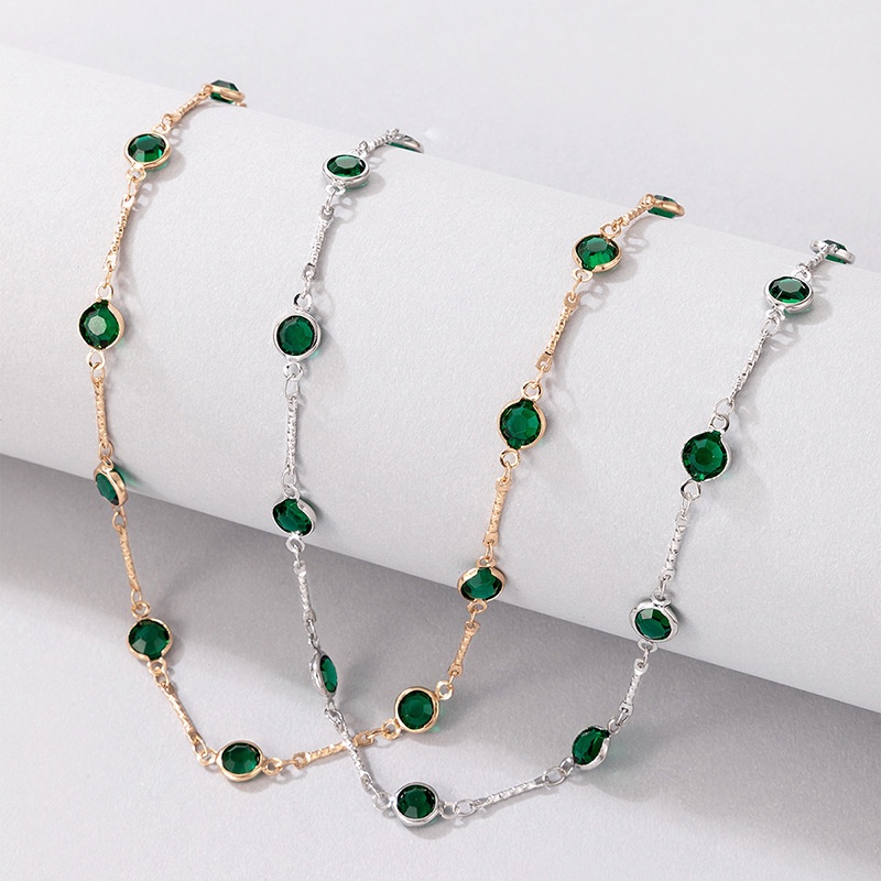 1 Vòng cổ Hợp Kim Đính Đá Xanh Lá Thời Trang