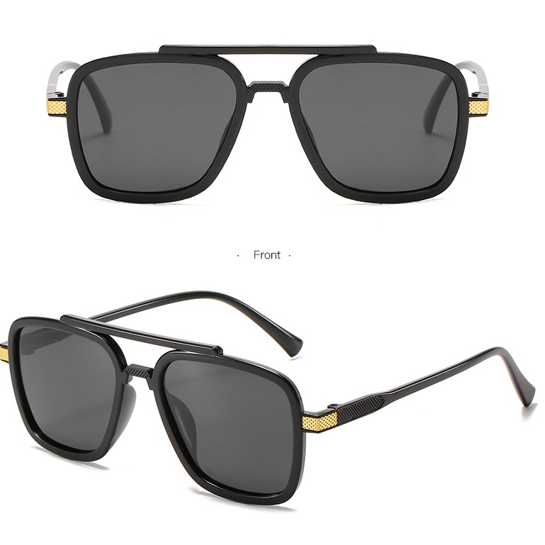 Kính mát gọng chữ nhật họa tiết siêu anh hùng Người Sắt sang trọng thời trang cho nam