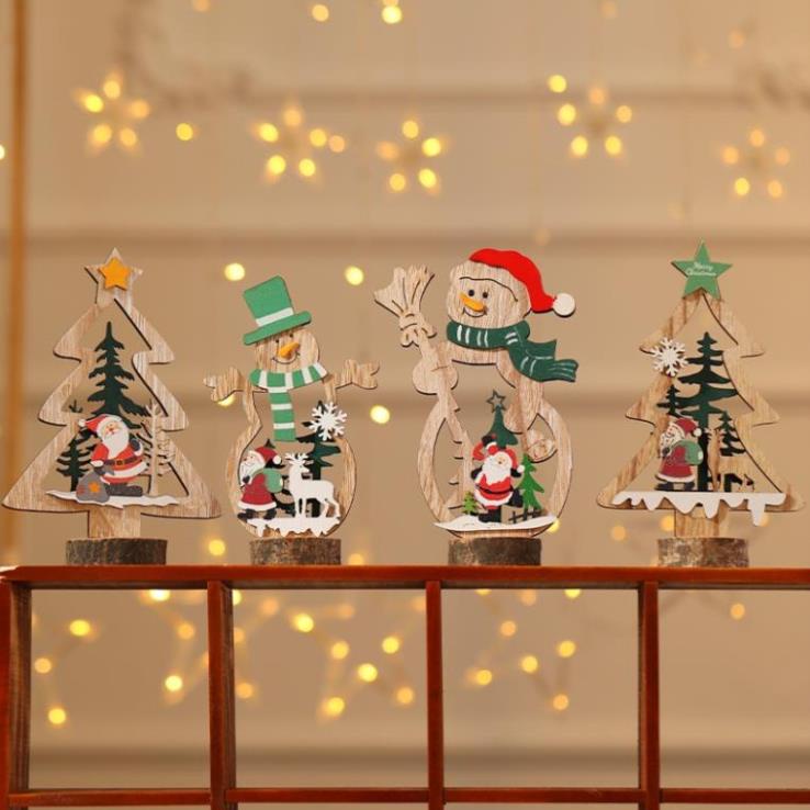 Cây thông noel mini bằng gỗ để bàn trang trí nhà cửa