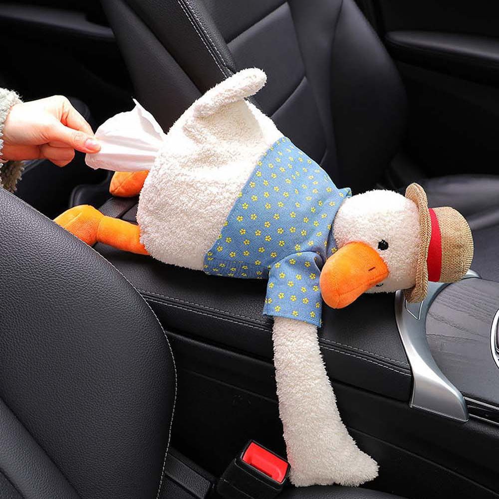 Hộp đựng khăn giấy hình chú vịt nhồi bông dễ thương thông dụng cho xe hơi