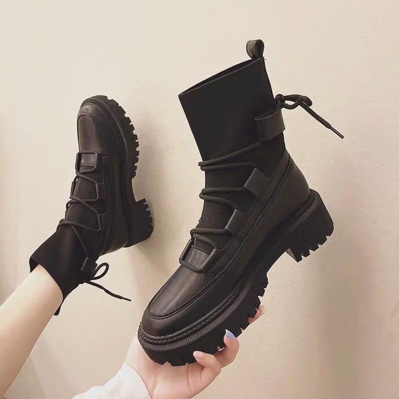 (Hàng có sẵn) Bốt lửng buộc dây cổ len da mềm BIG SIZE 35-42