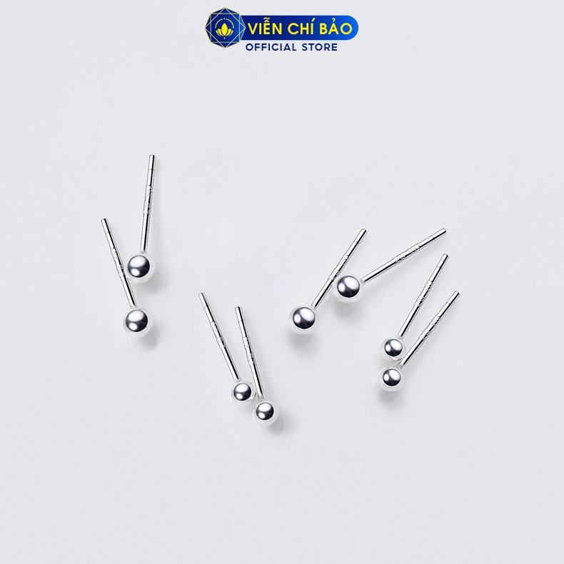 Bông tai bạc nữ nhỏ 2mm (1 chiếc) khuyên bạc 925 thời trang phụ kiện trang sức nữ Viễn Chí Bảo B000061H B000145H