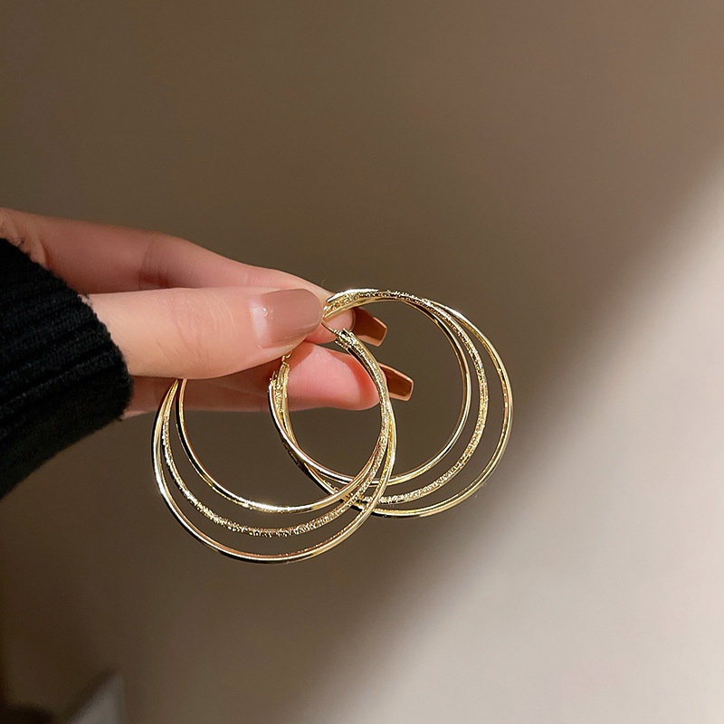 Bông Tai Mạ Bạc 925 Hình Tròn Đơn Giản Phong Cách Hàn Quốc Cho Nữ