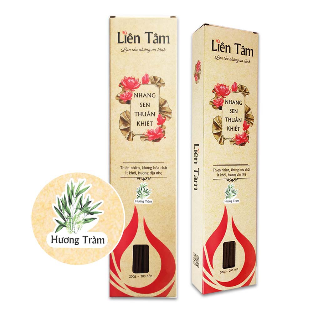 Nhang Sen Hương Tràm Liên Tâm - 29cm - Hộp 200 cây - 100% thiên nhiên