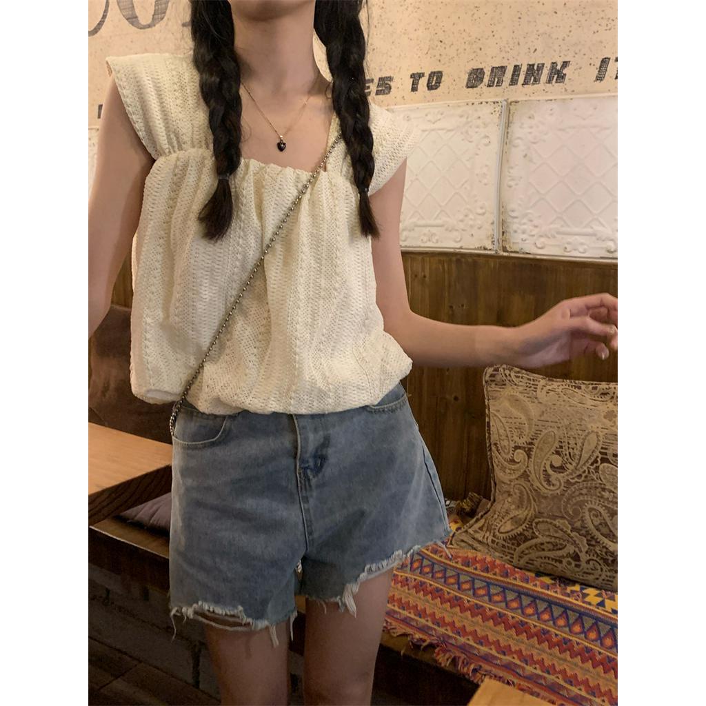 63343 Áo Vest Cổ Vuông Móc Ren Phong Cách Mới