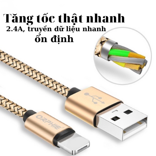 Cáp sạc Nhanh cho IP,8PIN-Dây cáp sạc không báo lỗi,truyền dữ liệu cho IP5 trở lên. Siêu đẹp-Siêu bền