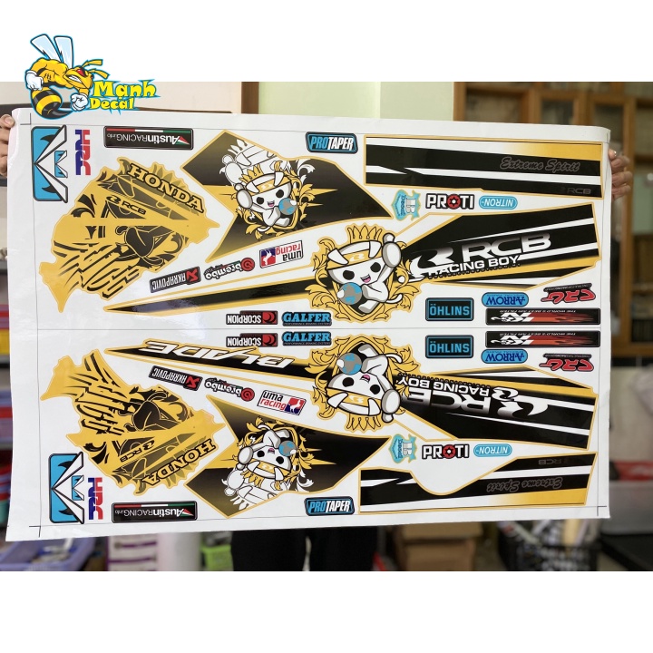 (FREE SHIP) Tem xe honda wave blade 110 racing boy dán xe vàng [Mạnh Decal]