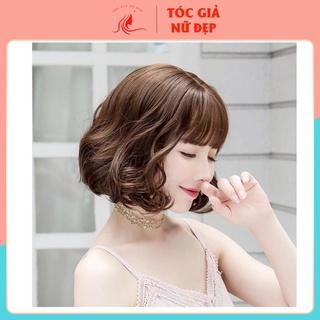Tóc giả nữ giá rẻ trung niên 😋FREESHIP😋 Tóc giả nguyên đầu xoăn ngắn mẫu mới 20cm, D3038