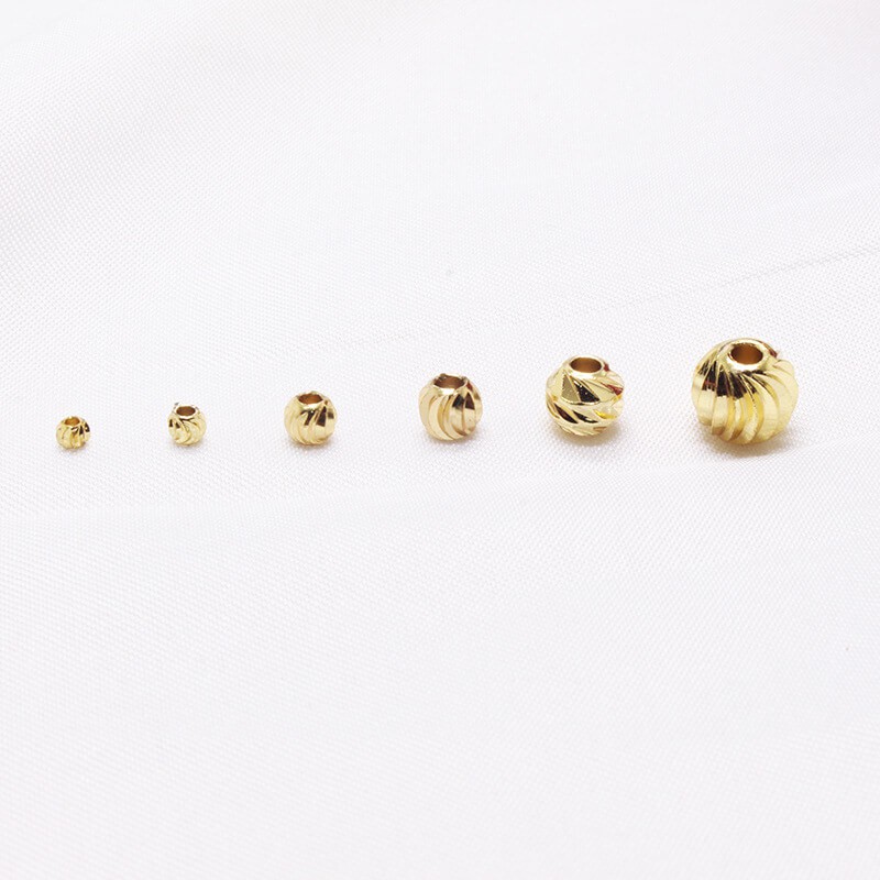 Phụ kiện trang sức  - 20 Viên Bi bạc 3mm tròn kiểu khía vằn phối hạt vòng cổ vòng tay