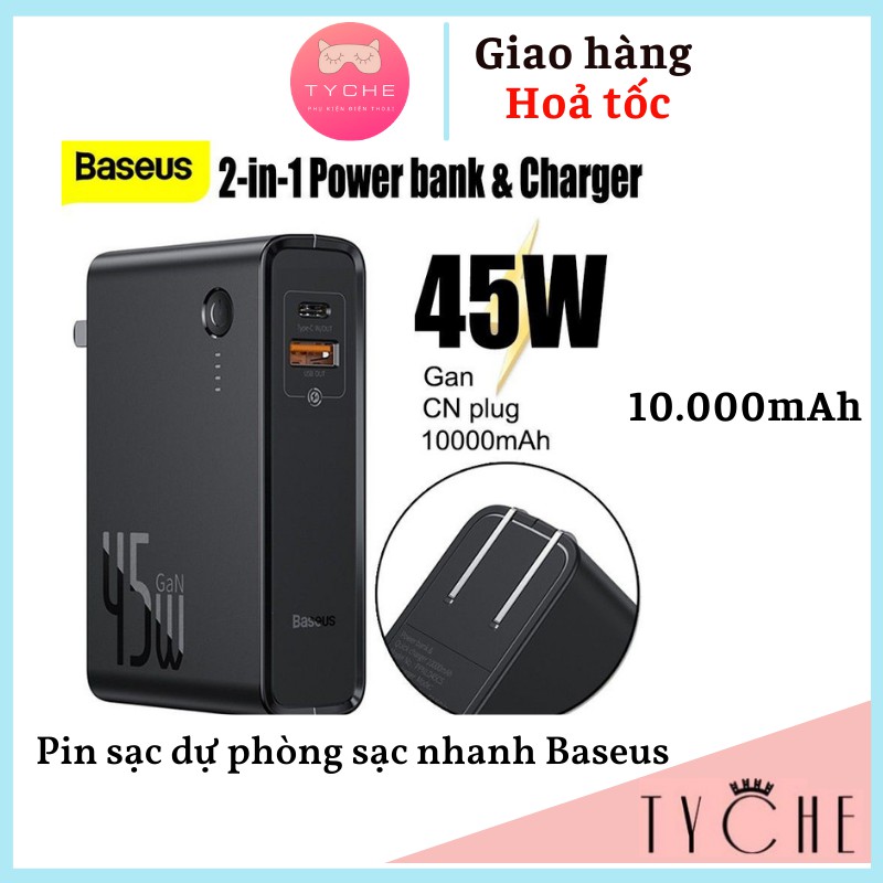 [Mã SKAMA07 giảm 8% đơn 250k]Củ sạc kiêm Pin sạc dự phòng sạc nhanh Baseus 45W PPNLD-B 10.000mAh TypeC USB