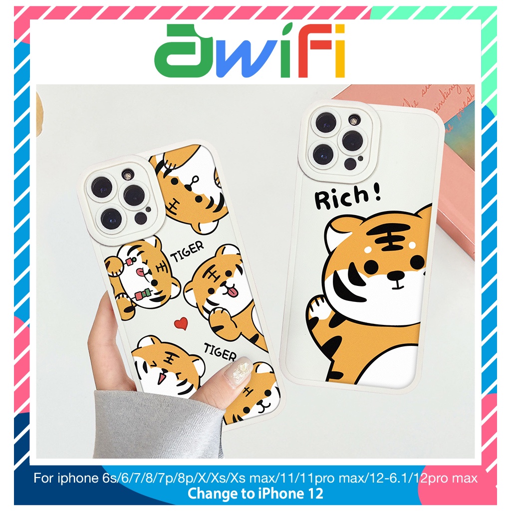 Ốp lưng iphone cạnh vuông lỗ camera tiger tiger 6/6plus/7/7plus/8/8plus/x/xr/xs/11/12/13/pro/max/plus/promax-Awifi B5-12