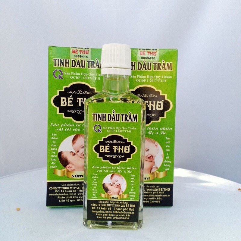 Tinh dầu tràm Bé Thơ Huế giữ ấm cơ thể, ngừa côn trùng đốt,an toàn cho trẻ sơ sinh chai 50ml