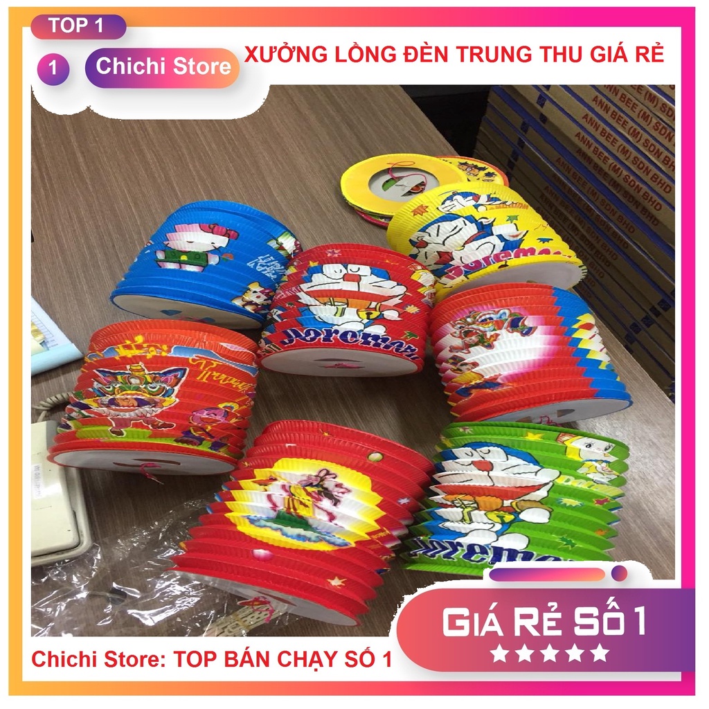 10 CAÍ LỒNG ĐÈN GIẤY TRUNG THU HÌNH ỐNG TRỤ GIÁ RẺ - SIZE TRUNG