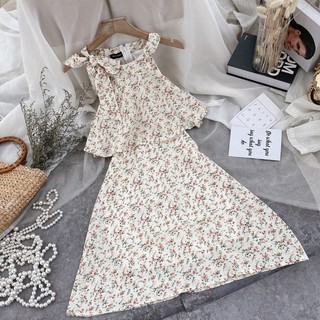 ĐẦM HOA CỔ YẾM THẮT NƠ