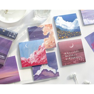 Bộ giấy note ghi chú 90 tờ 80x80mm Thiếu Nữ Du Họa xinh xắn tiện dụng