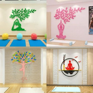 Tranh mica 3d dán tường các mẫu tranh động tác tập yoga, trang trí phòng tập yoga, fitness