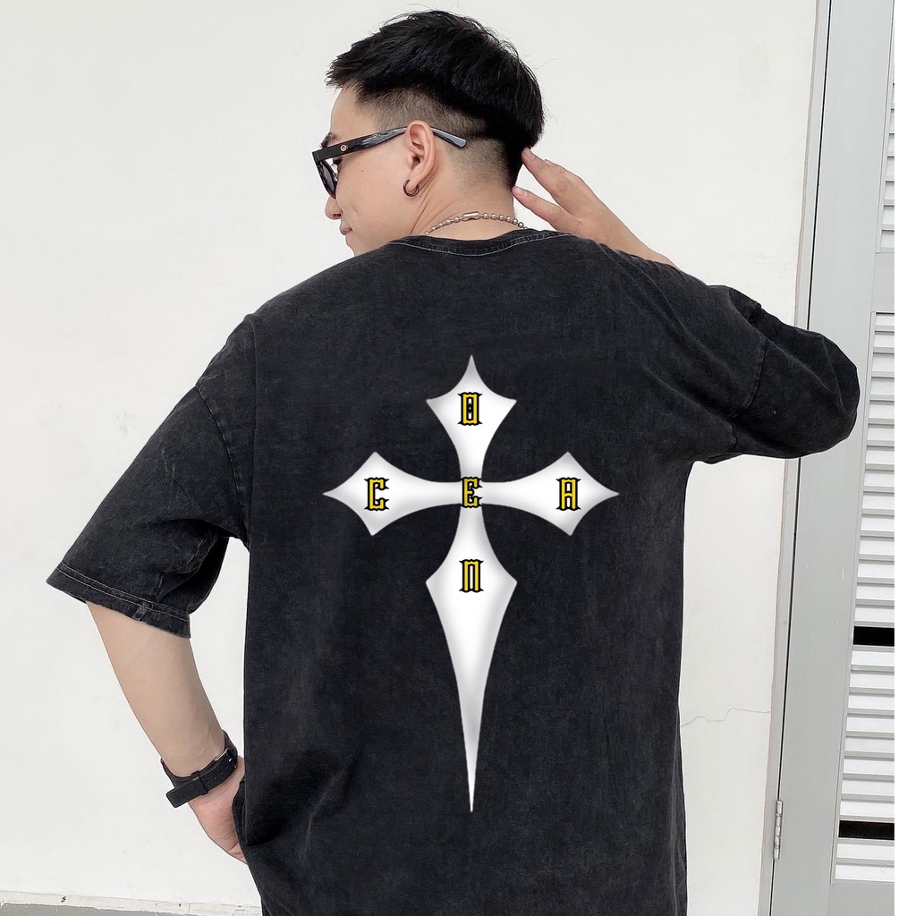 Áo thun CROSS OCEAN unisex tay lỡ Local brand - Áo phông Ullzang tay lỡ nam nữ 2 Màu 100% Cotton - OCEAN.CLO