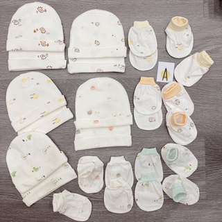 Set nón bao tay chân sơ sinh cún con