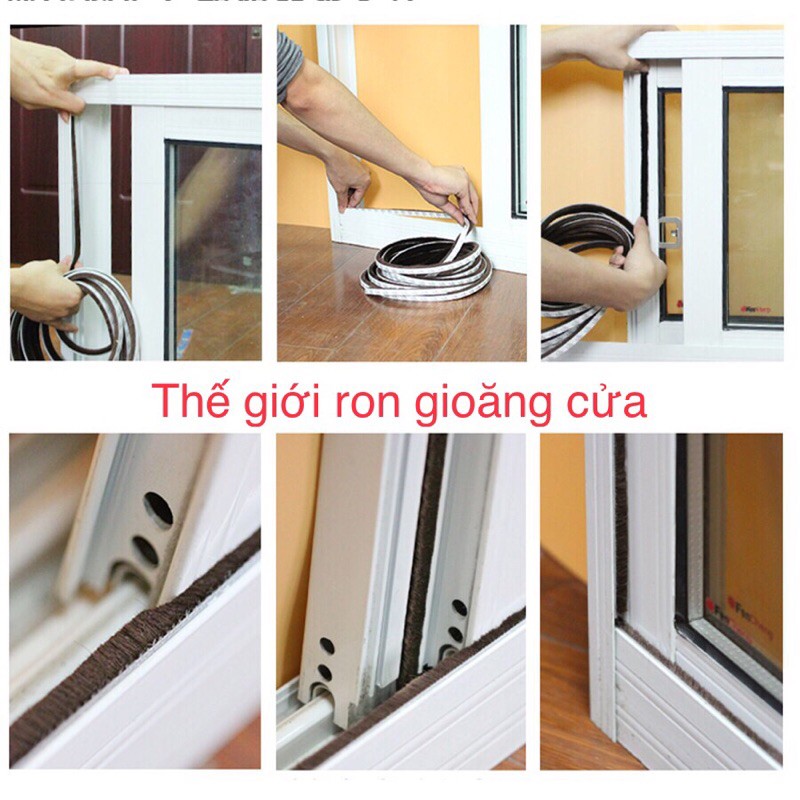 Ron lông dán loại keo 3M chắc chắn, chống ồn, chống bụi cho cửa dân dụng