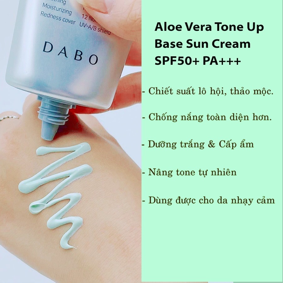 Kem chống nắng Dabo Aloe Tone Up Sun Cream Lô hội nâng tông dưỡng ẩm trắng da hàn Quốc 70ml
