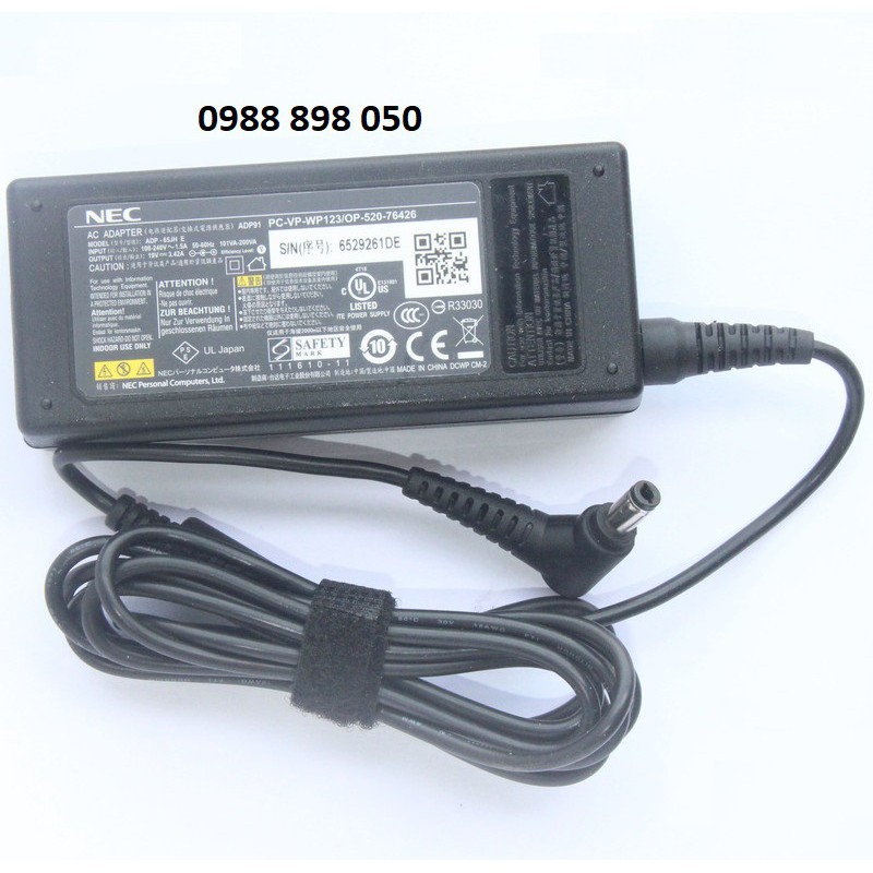 Bộ Adaptor Sạc Laptop NEC,TOSHIBA..19V-3.42A (65W) hàng zin chất lượng