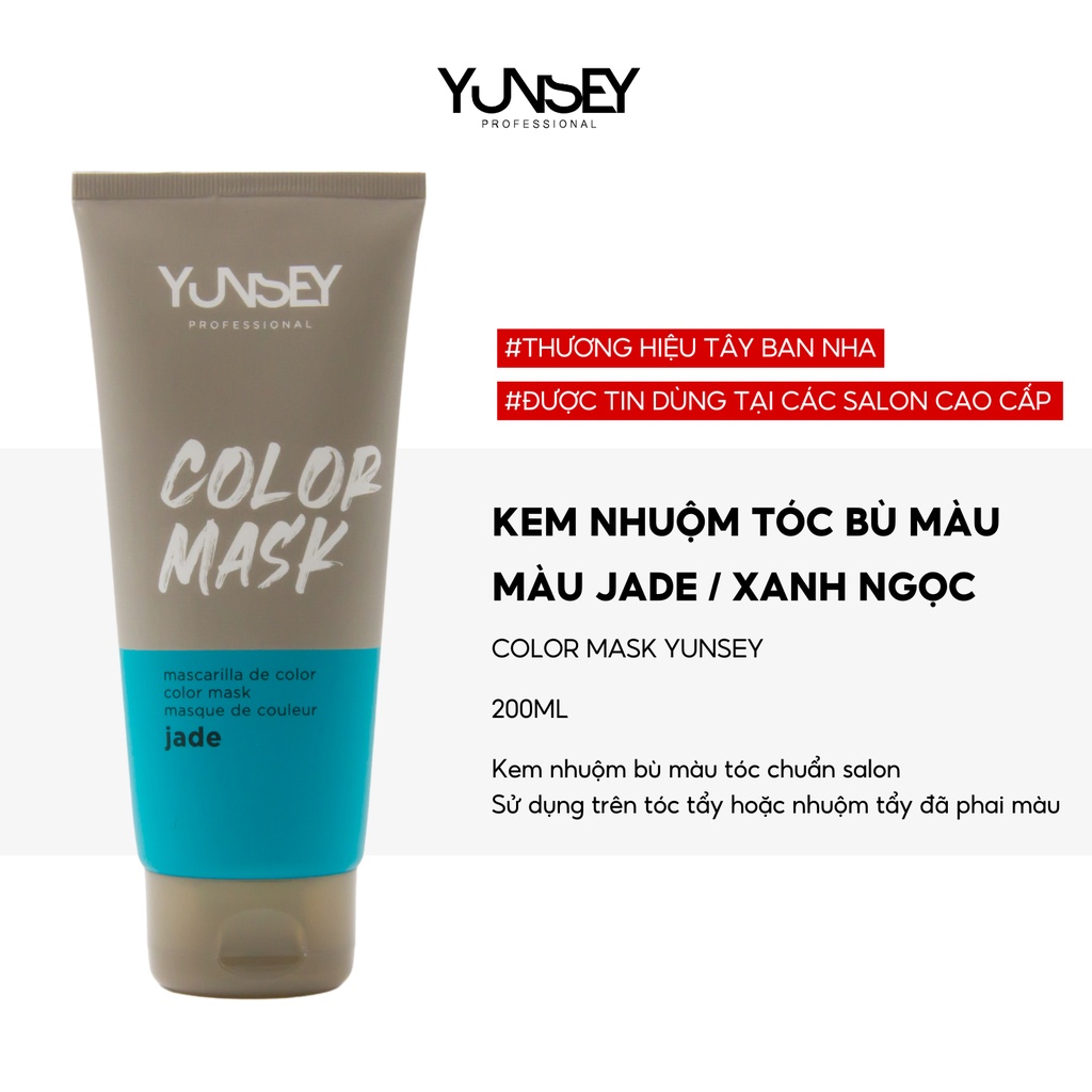 Kem nhuộm dưỡng tóc màu Xanh ngọc Blue Jade Color Mask Yunsey 200ml
