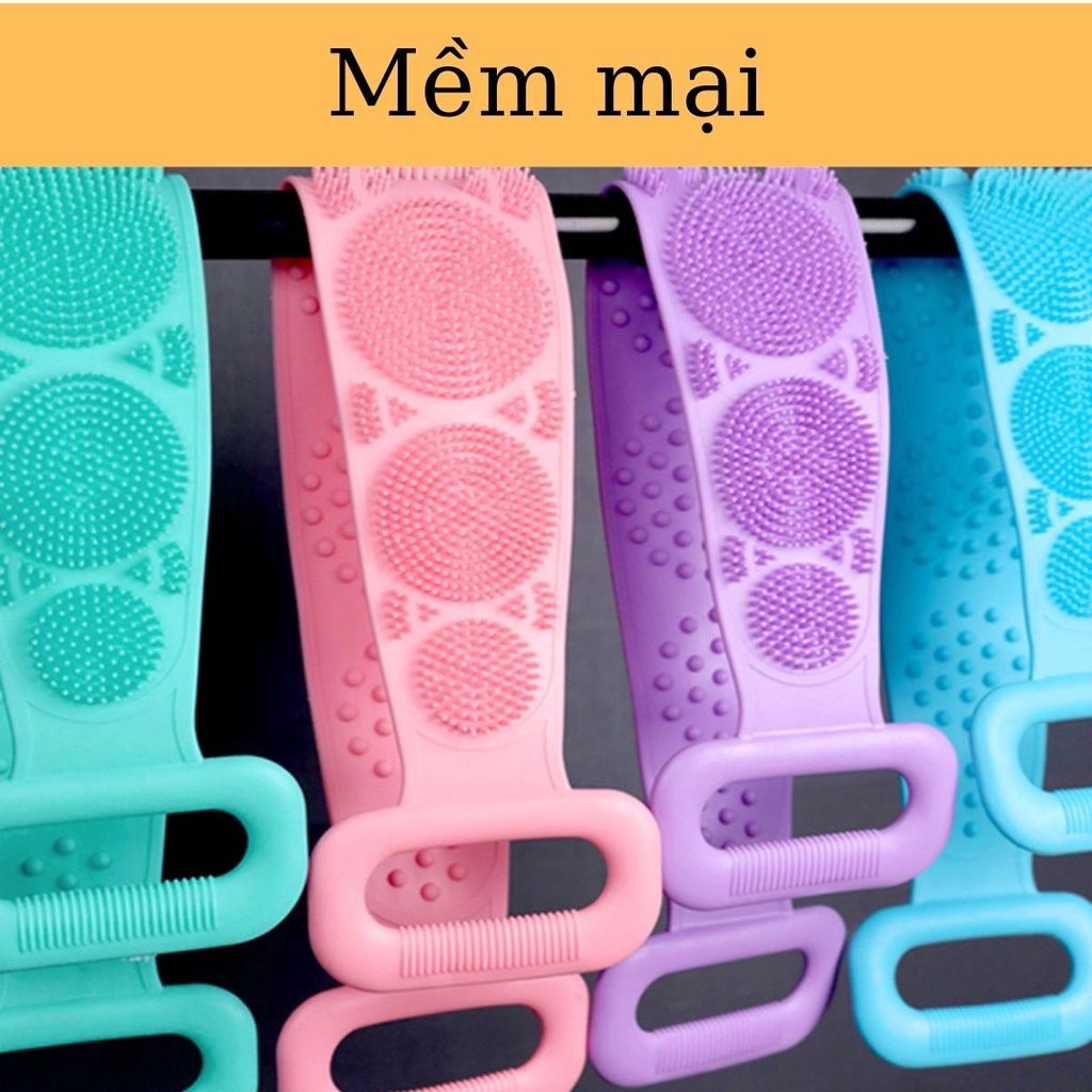 Dây cọ chà lưng silicon 2 mặt massage tạo bọt dụng cụ tắm tẩy tế bào chết