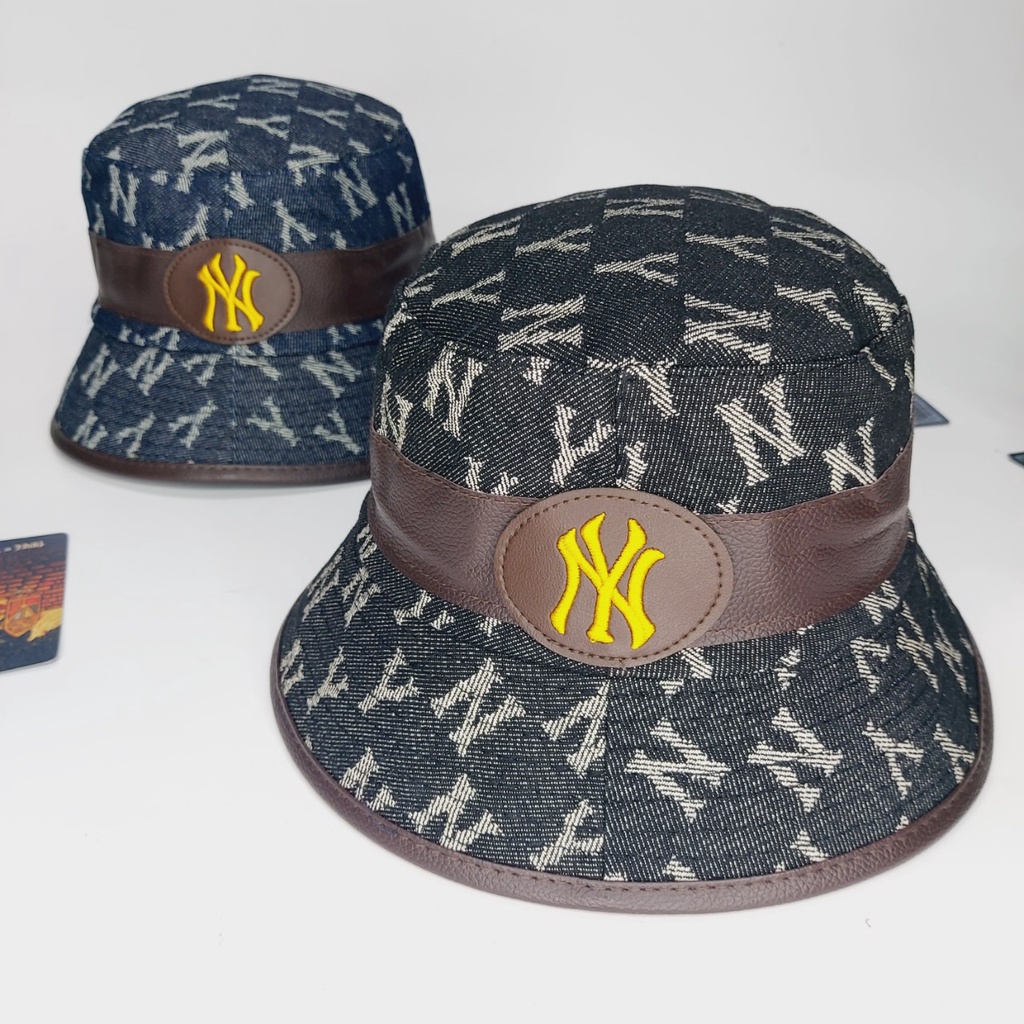 Nón vành tròn , Mũ bụket NY viền da logo nổi màu quát loang nhiều màu cực đẹp