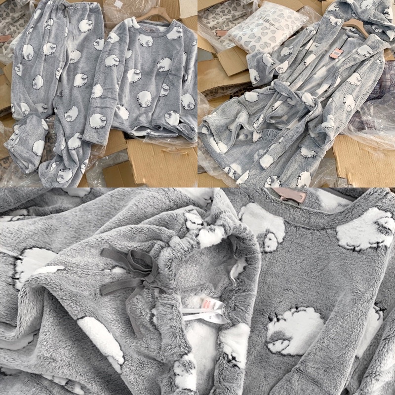 set đồ ngủ cừu flyffy băng lông êm ái ấm áp