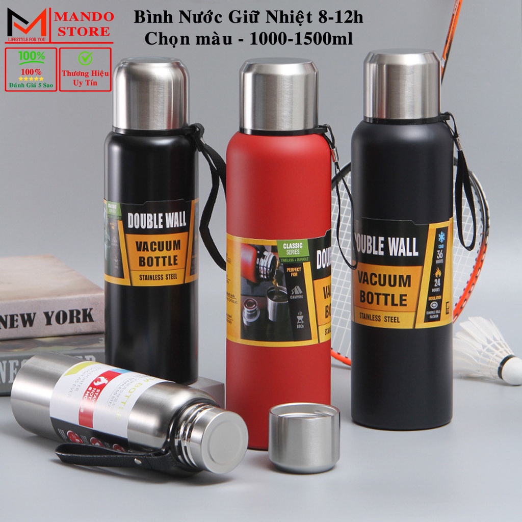 Bình Nước Giữ Nhiệt Cute 1000-1500ml Inox Giữ Nhiệt Nóng Lạnh 8-12 Tiếng Có Nắp Uống, Lưới Lọc Trà, Nắp Inox Cao Cấp