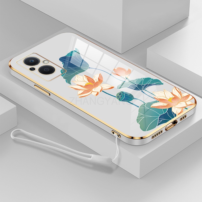 ốp lưng oppo reno 7z 5g a96 ốp điện thoại oppo reno 7z 5g a96 Ốp Điện Thoại TPU Dẻo Mạ Màu Họa Tiết Hoa Sen Sang Trọng
