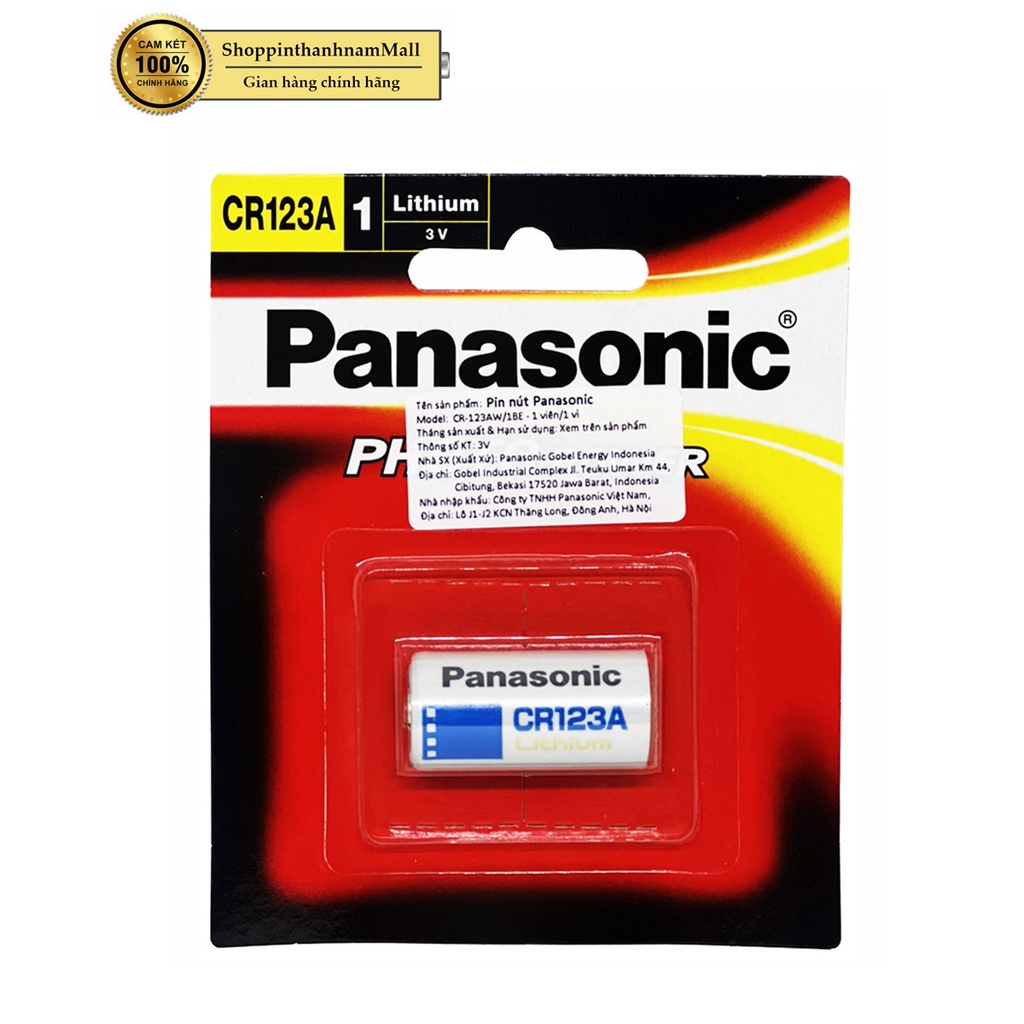 Pin CR123A Panasonic lithium 3V vỉ 1 viên chính hãng