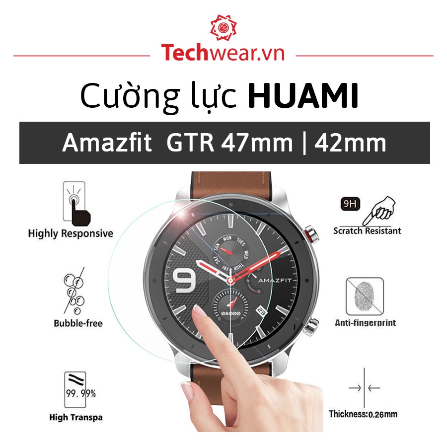 Dán màn hình cường lực 9H xịn chống trầy cho đồng hồ Huami Amazfit GTR 42mm 47mm/ Amazfit T-rex/Stratos3