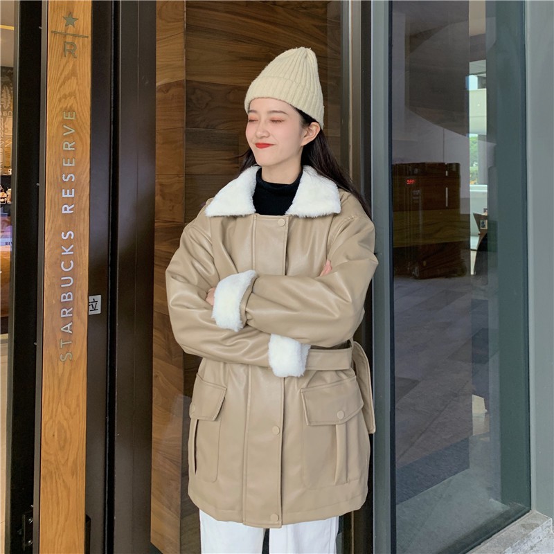 Áo da nữ lót lông cực ấm