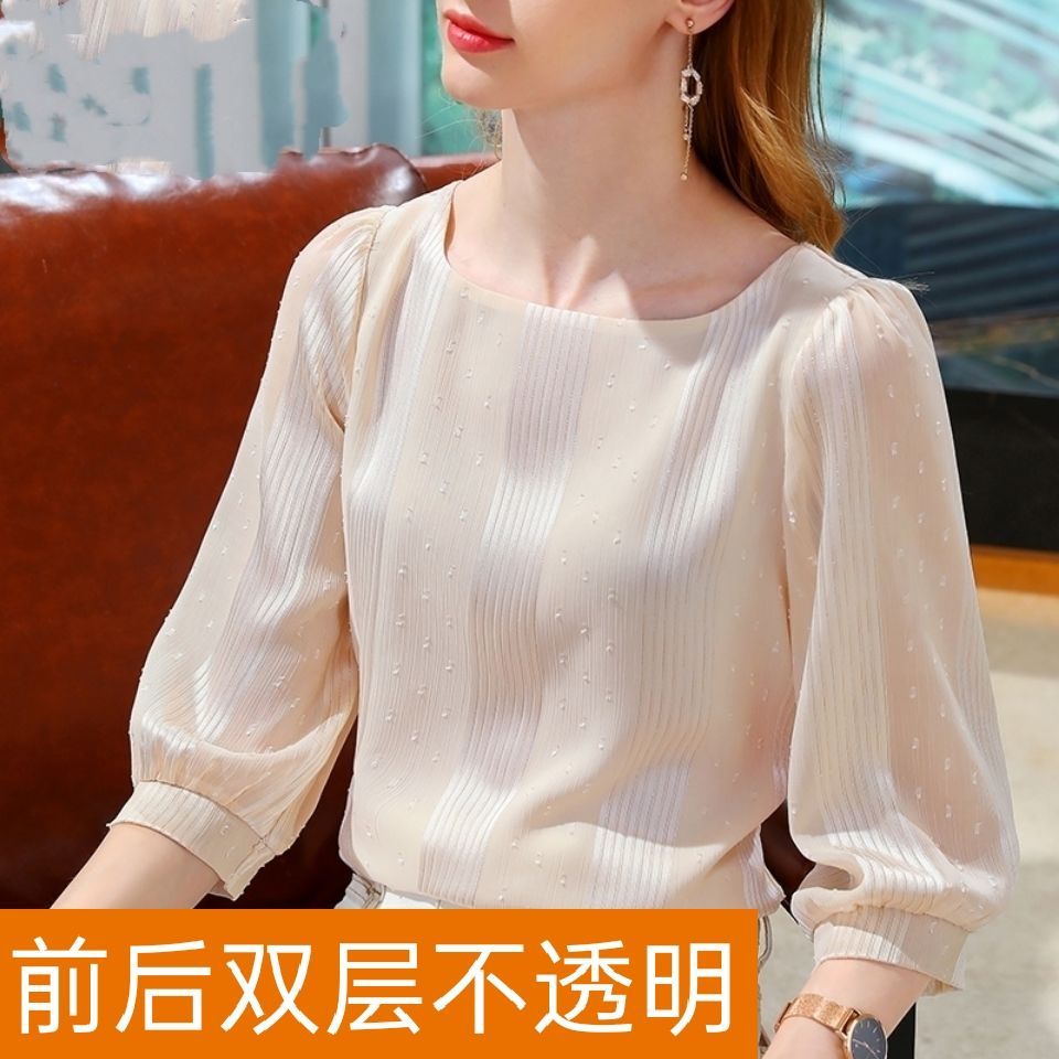 Áo sơ mi voan tay lửng thời trang mùa xuân 2021 dành cho nữ