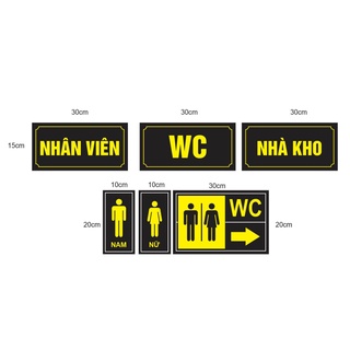 Bộ biển mica gồm các biển chỉ dẫn khu vực văn phòng, nhân viên, WC theo yêu cầu