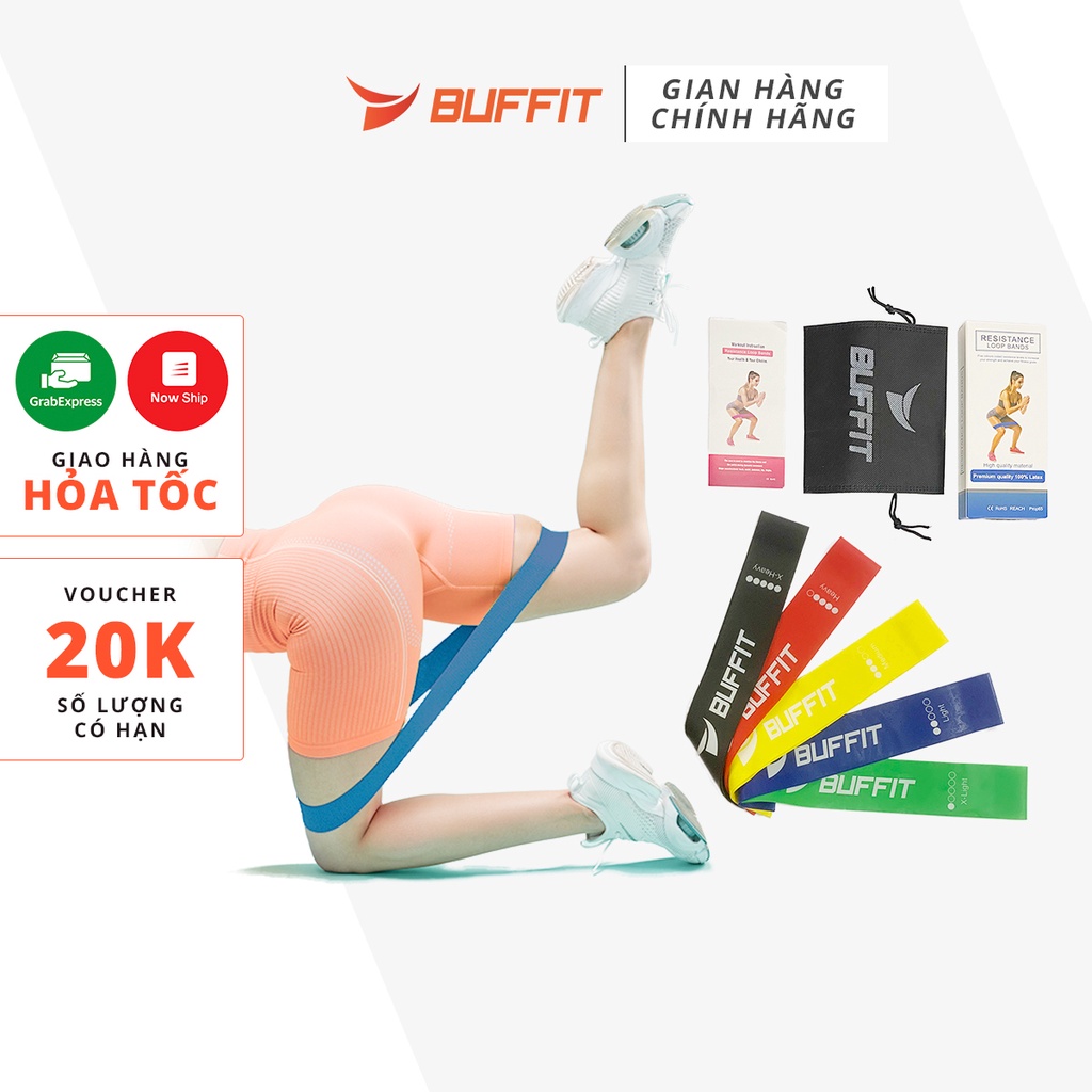 Dây Miniband chính hãng BUFFIT, dây kháng lực đàn hồi tập mông đùi cao cấp - Ngũ Sắc BH 1 năm