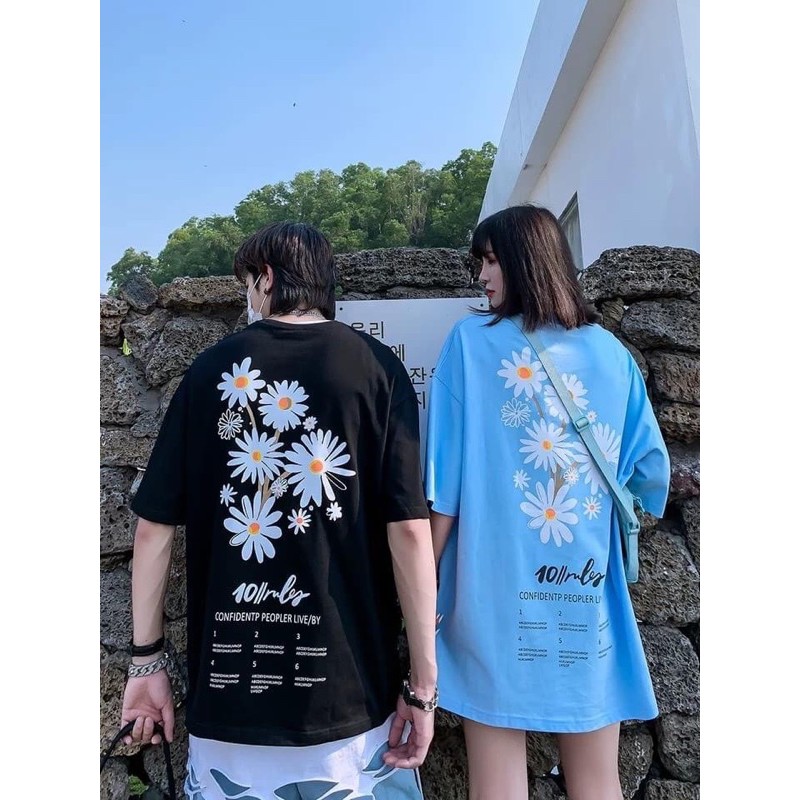 [Mã SKAMSALE06 giảm 10% tối đa 100K đơn 150K] Áo thun unisex from rộng cổ tròn tay lỡ freesize 38 - 70kg 5 HOA CÚC | BigBuy360 - bigbuy360.vn