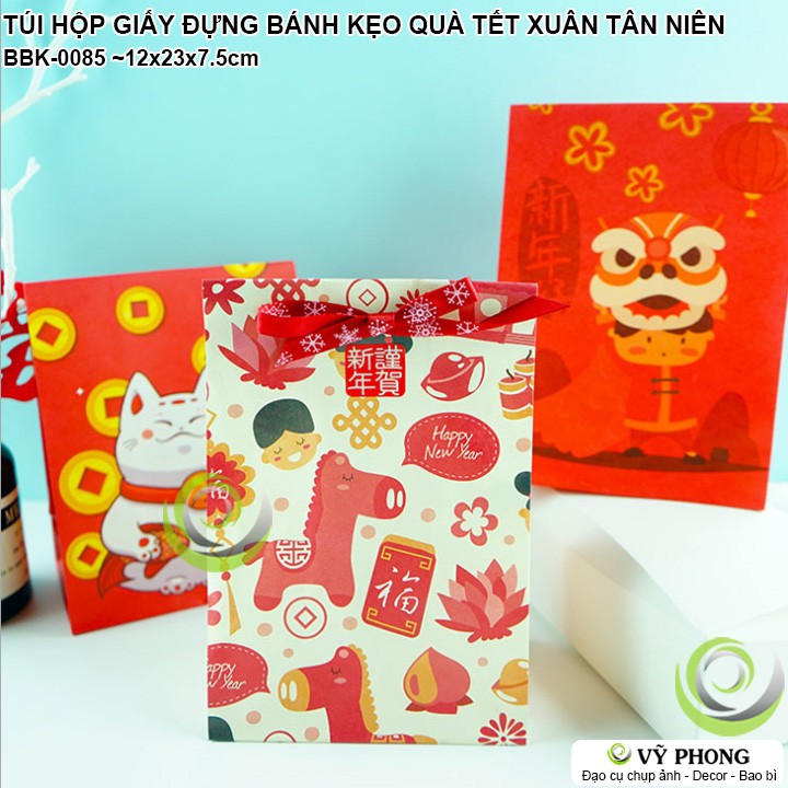 COMBO 5 TÚI GIẤY TAM GIÁC ĐỰNG BÁNH KẸO MÙA TẾT TRUNG THU HÌNH MỪNG XUÂN TÂN NIÊN ĐỰNG QUÀ TẶNG NĂM MỚI BBK-0085