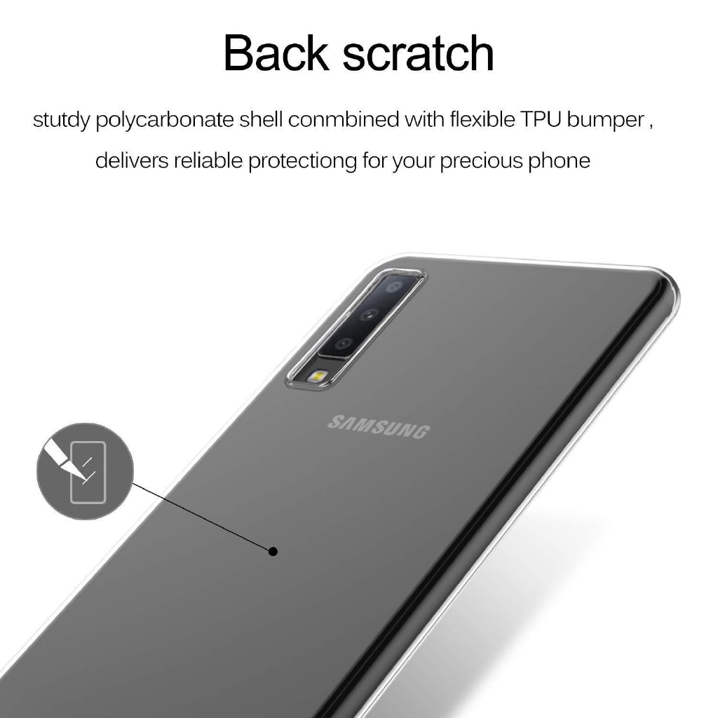 Ốp điện thoại silicone trong suốt đơn giản dành cho Samsung Galaxy A7 2018
