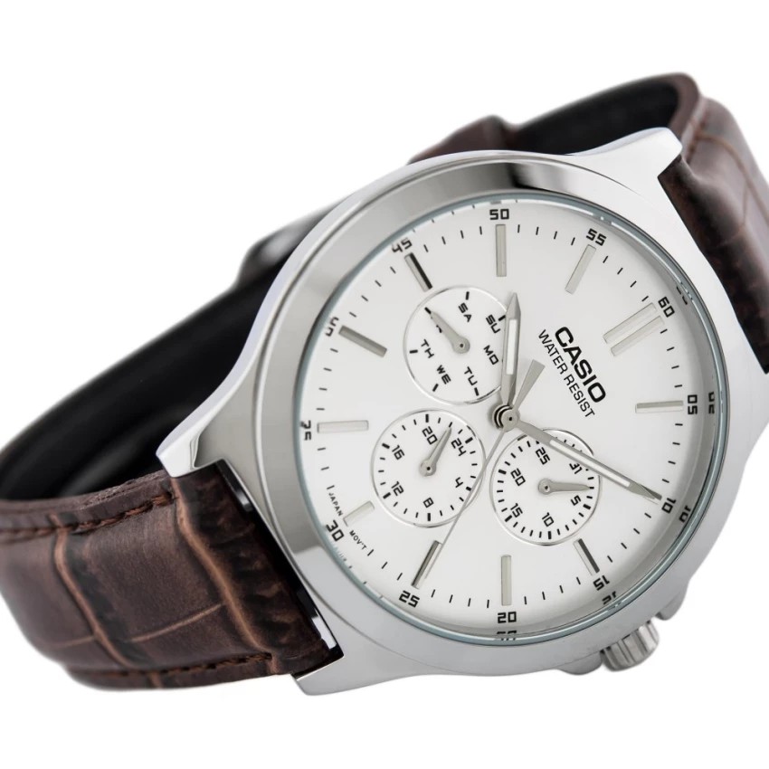 Đồng hồ nam dây da Casio chính hãng Anh Khuê MTP-V300L-7AUDF