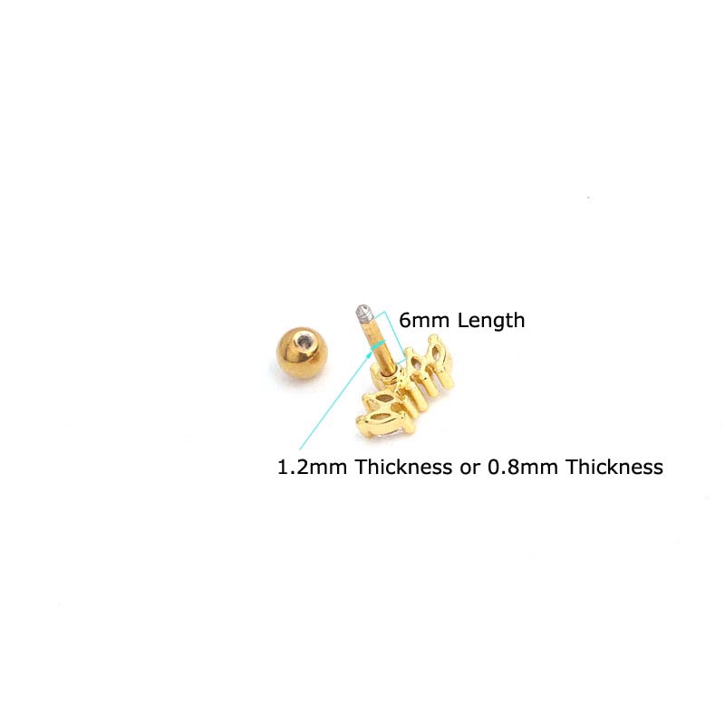 Khuyên Tai Hình Vương Miện Dài 6mm